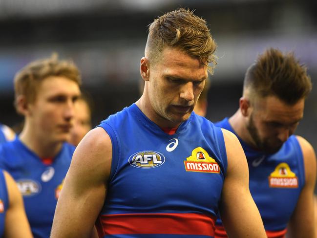 Jake Stringer of the Bulldogs is seen during the Round 15 AFL match between the Western Bulldogs and the West Coast Eagles at the Etihad Stadium in Melbourne, Saturday, July 1, 2017. (AAP Image/Julian Smith) NO ARCHIVING, EDITORIAL USE ONLY