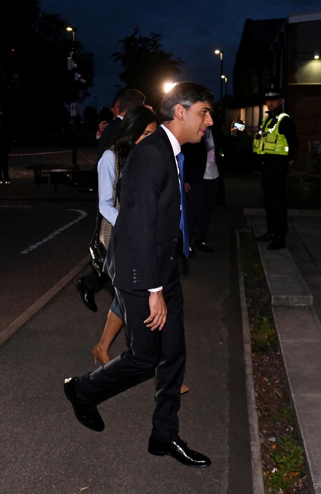 Rishi Sunak arrives for the count. Picture: Anthony Devlin/Getty Images