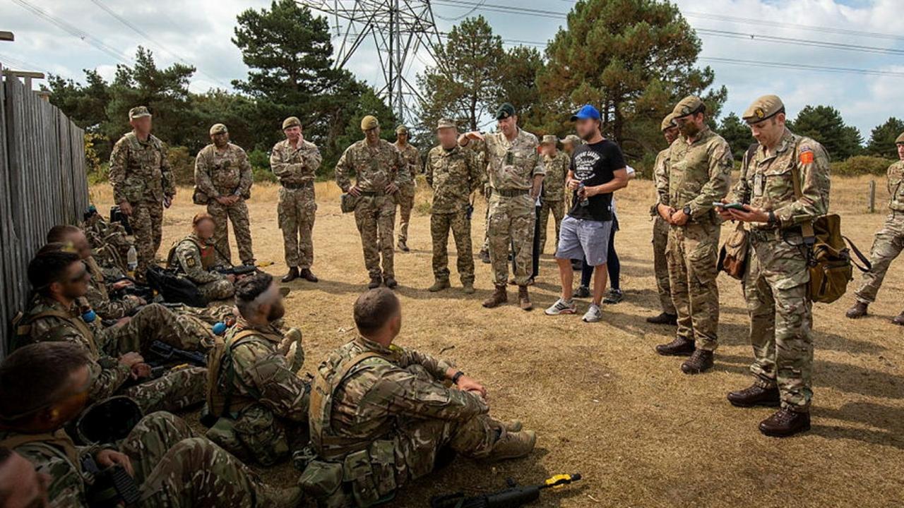 British troops training Ukrainian recruits in urban warfare in July 2022.