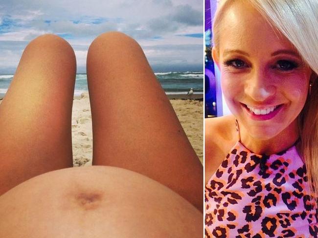 Bickmore shows off her bikini bump