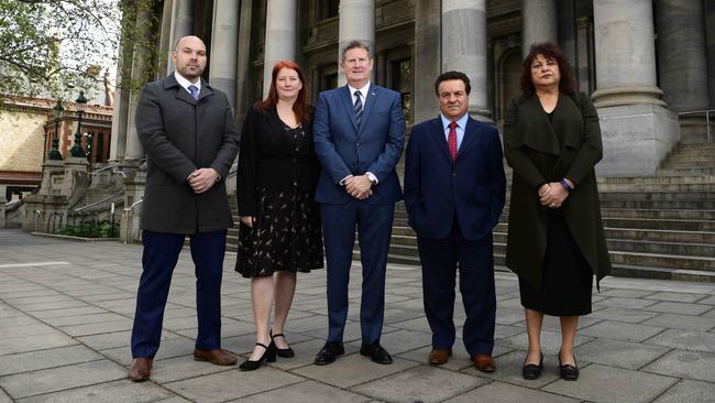 Parliamentarians Justin Hanson, Tammy Franks, Terry Stephens, Frank Pangallo and Irene Pnevmatikos. Picture: Bianca De Marchi