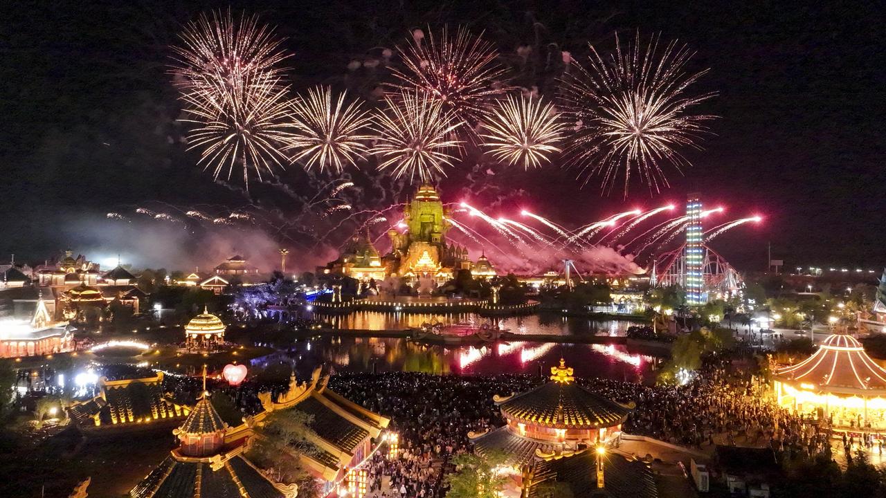 Fireworks light up night sky over a theme park in Huai'an, China. Picture: Zhao Qirui/VCG via Getty Images