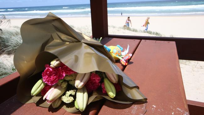 Tributes left for the infant who died on Surfers Paradise beach. Picture: Glenn Hampson