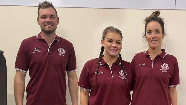 SFL skipper Michael Galley with his twin SFL women's captain Kate Galley and older sister Jaime Norup. They all played in association games against the GSFL on Saturday. Picture: Supplied, Chris Galley.