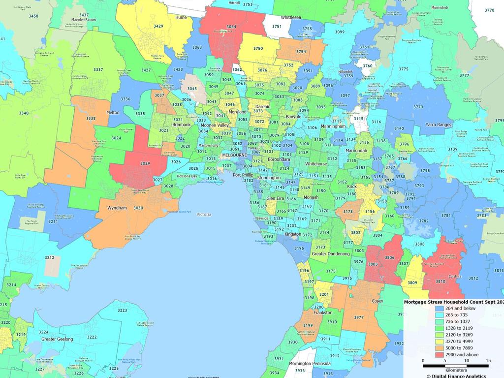 Mortgage Stress map Melbourne.<i> Source: Digital Finance Analytics.</i>