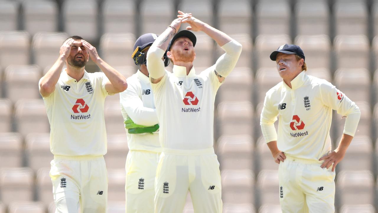 Three dropped England catches helped the West Indies secure a famous four-wicket victory in the first Test.