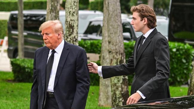 Trump and his youngest son Barron Trump snapped together in January. Picture: Giorgio Viera / AFP