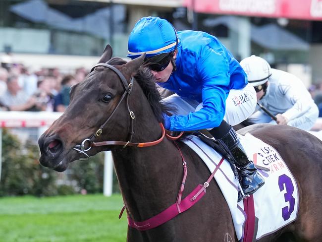 Silmarillion ridden by Kerrin McEvoy wins the Musk Creek Farm Atlantic Jewel Stakes at Moonee Valley Racecourse on September 07, 2024 in Moonee Ponds, Australia. (Photo by Scott Barbour/Racing Photos via Getty Images)