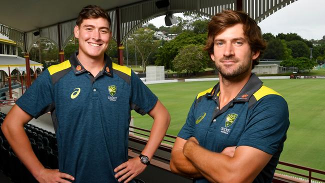 Queenslanders Matt Renshaw (left) and Joe Burns have been recalled to the Australian team for the two-Test series against Sri Lanka. Picture: AAP 