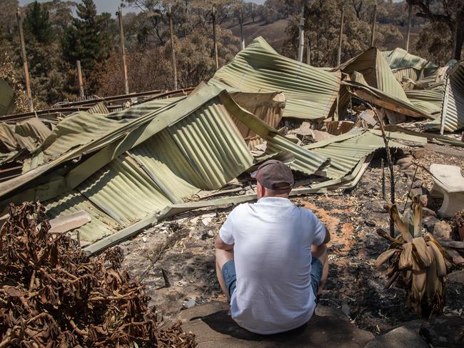 Enrico Sgarbi at his destroyed property outside Lobethal. Picture: Brad Fleet