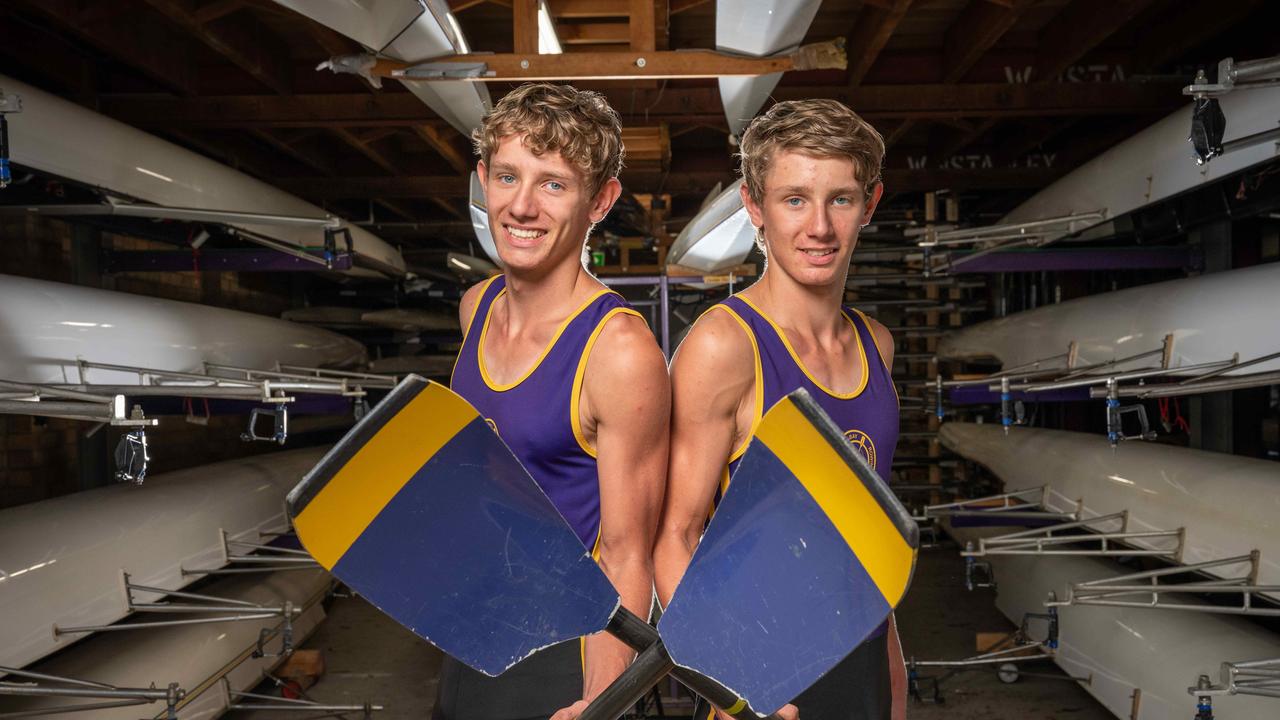 Geelong twins Zander Bailey and Tadhg Bailey are hoping to medal at next week’s Australian Rowing Championships in Tasmania. Picture: Brad Fleet