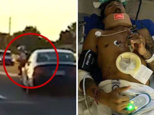 Motorcyclist’s terrifying ordeal. Picture: 7News/Facebook