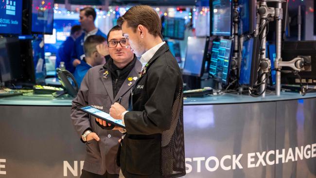 Traders work on the floor of the New York Stock Exchange on the first day back from the Christmas shutdown. Picture: Getty Images