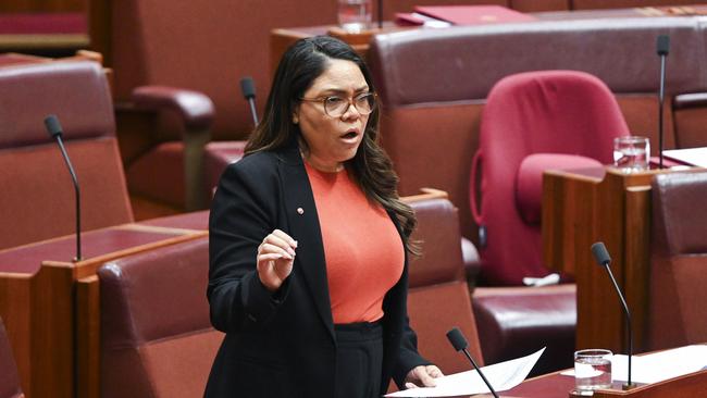 Opposition Indigenous Australians spokeswoman and No campaigner Jacinta Nampijinpa Price says Thomas Mayo’s ‘divisive statements were not made in secret but were said very publicly and proudly’. Picture: Martin Ollman/NCA NewsWire