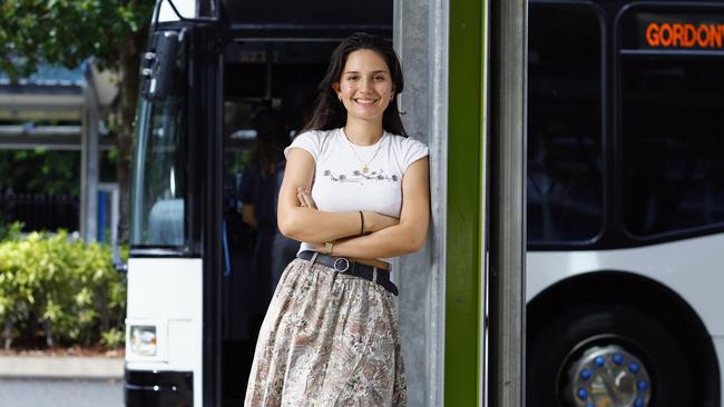 Young Cairns film maker Eleni Geena Adams has written, directed and produced her first short film, shot entirely on a bus with young actors. Picture: Brendan Radke