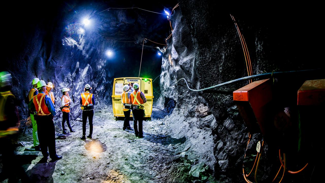 Exploration 1km underground in a Stawell gold mine. Picture: Swinburne University