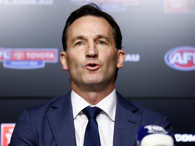 AFL CEO Andrew Dillon stood by the AFL’s policy of conducting drug tests in secret. Picture: Michael Willson/AFL Photos via Getty Images.