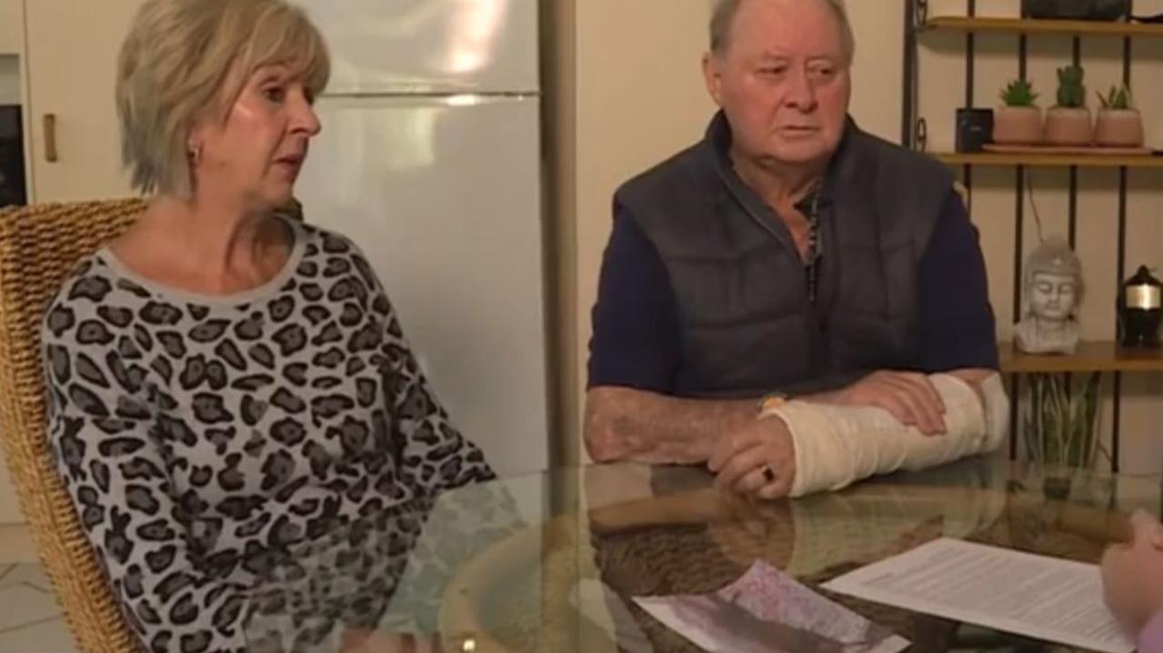 John and Karen Gowan’s dog Ruby attacked by Jai Arrow's staffordshire terrier called Thor on the Central Coast. Picture: Channel 9/NBN News.