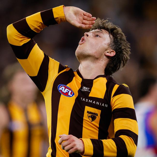 Jack Ginnivan was sick, according to his management. (Photo by Dylan Burns/AFL Photos via Getty Images)