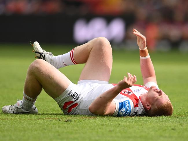 Dylan Egan has a suspected ACL injury. Picture: NRL Photos