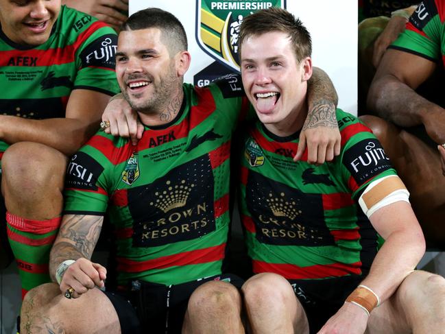 South Sydney 2014 premiership heroes Adam Reynolds and Luke Keary have both put aside their unhappy exits from the club to take part in a documentary about the famous victory. Picture: Gregg Porteous