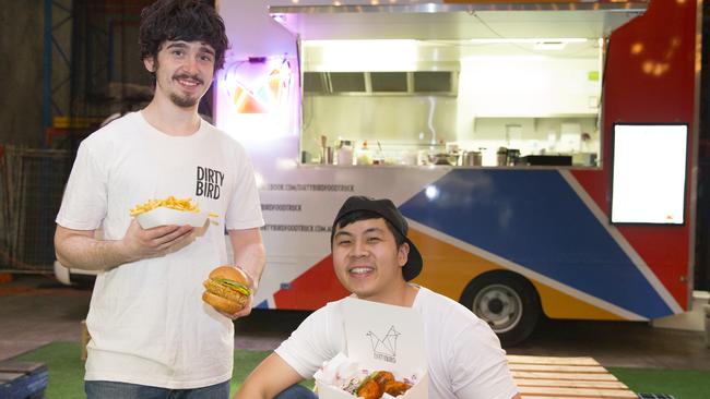 Dennis Chan (right) and staff member Thomas Brawley at Dirty Bird Food Truck.