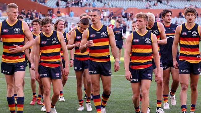 Adelaide Football Club is rebuilding after a tough few seasons. Picture: James Elsby/AFL Photos via Getty Images