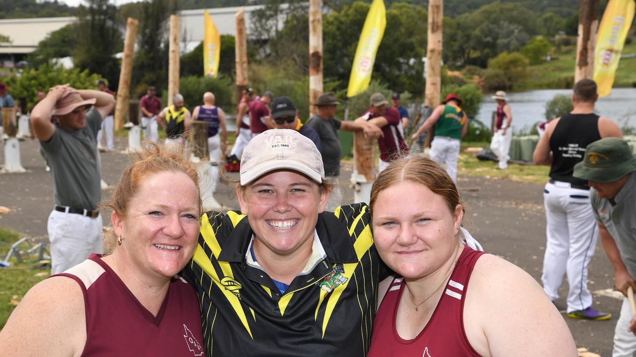 Renee Retschlag (left) from Kilcoy, Madeleine Edwards from Mulwillumbah and Millie Retschlag from Kilcoy. Heritage Bank Toowoomba Royal Show. Saturday March 26, 2022