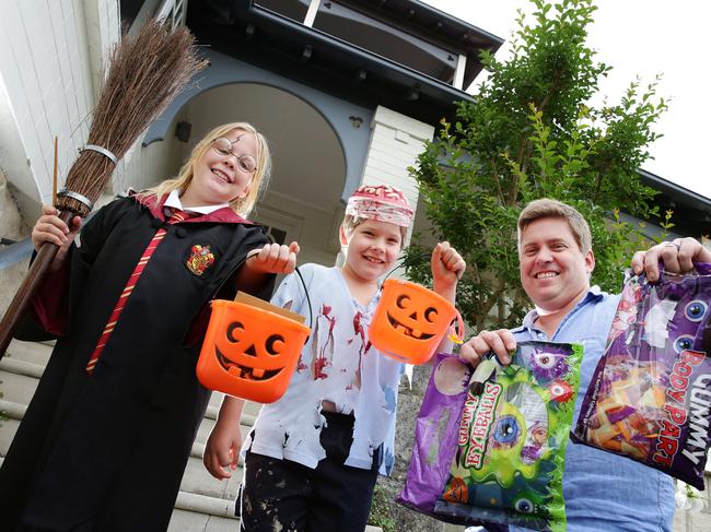 Residents stock up with sweets for Halloween.