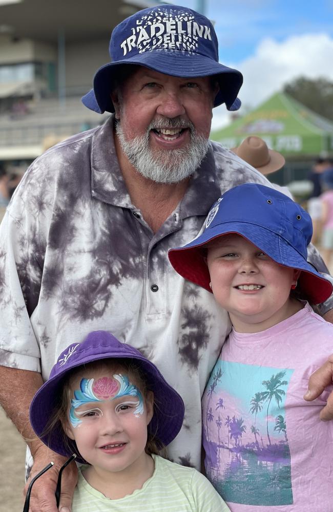 Neil, Hailee and Xanthe Cripps enjoy People's Day at the 2024 Gympie Show.