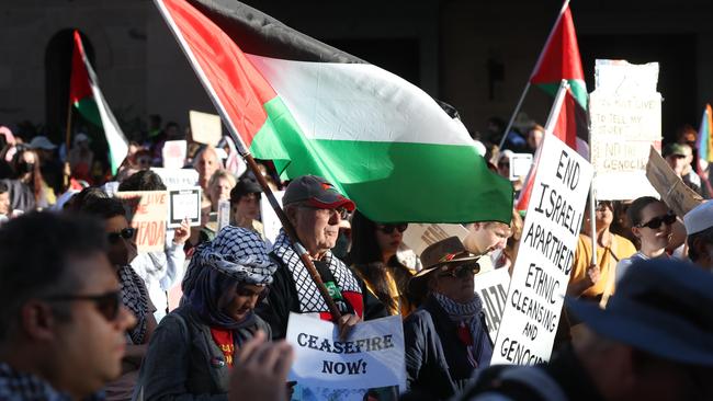 The rally at King George Square. Picture: Liam Kidston