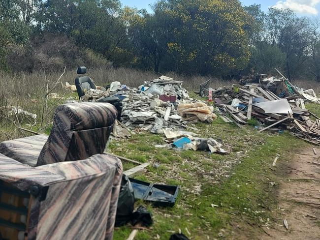 Illegal dumping at Anstey Hill Recreation Park in Tea Tree Gully.,