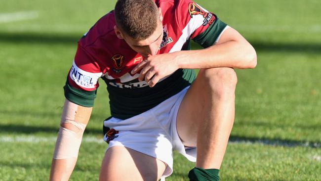 Adam Doueihi of Lebanon looks dejected after his side’s loss to Tonga.