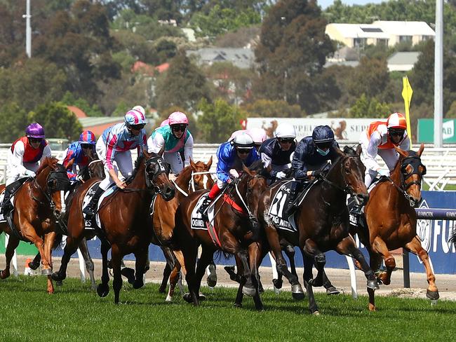 MELBOURNE, AUSTRALIA - NOVEMBER 03: General view of the start of race 7, the Lexus Melbourne Cup during 2020 Lexus Melbourne Cup Day at Flemington Racecourse on November 03, 2020 in Melbourne, Australia. (Photo by Robert Cianflone/Getty Images for the VRC)