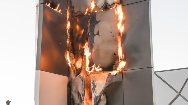 Cladding undergoing fire safety tests. Picture: Daron Hodder