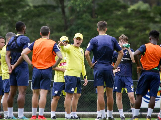 Central Coast Mariners new interim coach Alen Stajcic, training the team at Pluim Park, Lisarow, on the Central Coast.