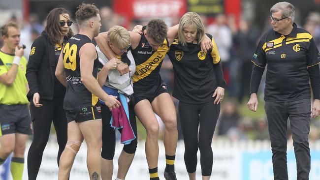 Tom Schott will have scans on his injured knee. Picture: Dean Martin/AAP