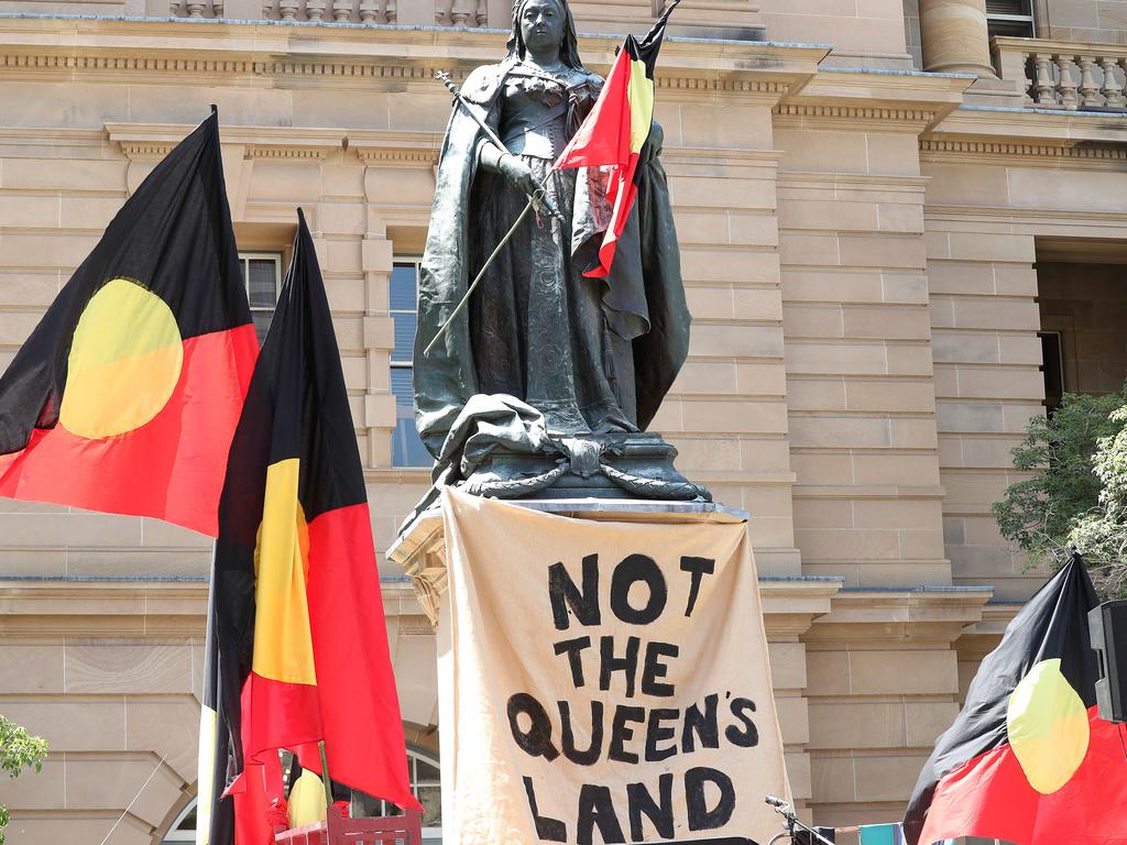 The Invasion Day rally in Brisbane. Picture: Liam Kidston.