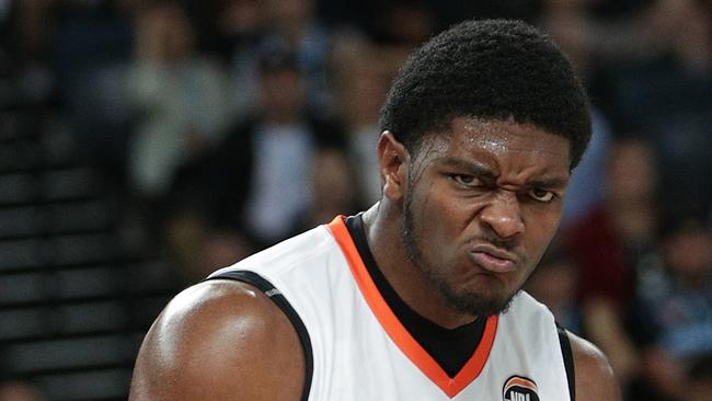 Cameron Oliver of the Taipans can't believe a call by the umpire during NBL Round 5 match between New Zealand Breakers and Cairns Taipans at Spark Arena, Auckland, New Zealand, Thursday, October 31, 2019. (AAP Image/David Rowland)