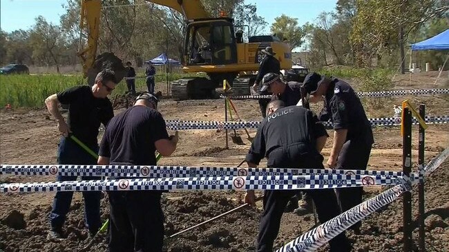 Police search an area in Walgett last month. Picture: ACA 