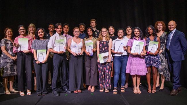 The top 20 NTCET students of 2022 were presented with awards from Education Minister Eva Lawler and the Administrator of the Northern Territory Hugh Heggie PSM at the Darwin Convention Centre. Picture: Helen Orr