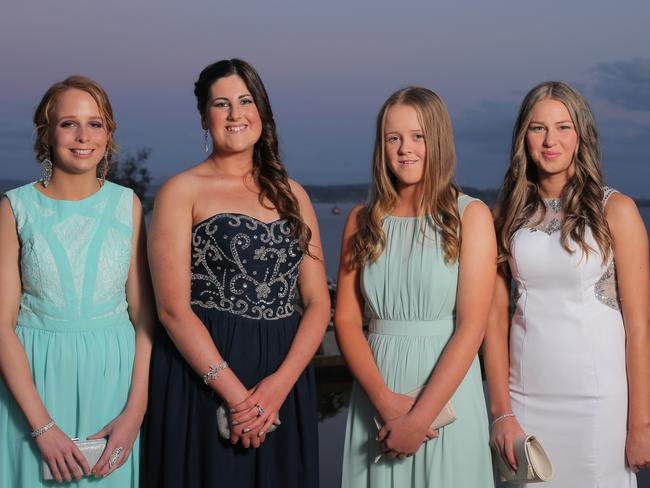 St Aloysius leavers, from left, Emily Vince, Emma Colles, Melinda Sward and Brittany Jenkins. Picture: LUKE BOWDEN