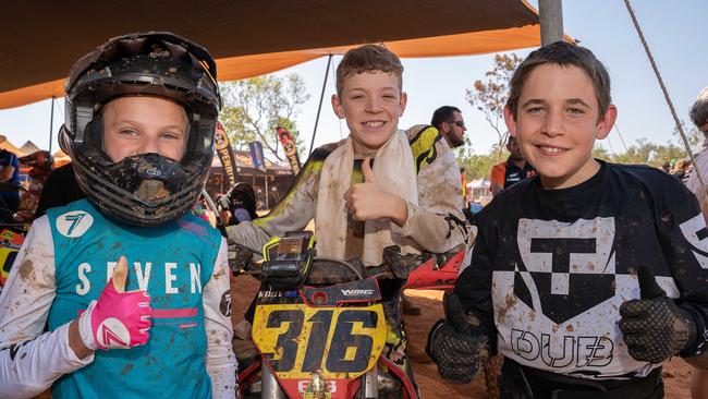 Archie Black, Koby Binnion and Darcy Burke at the 2023 KTM Australian Junior Motocross Championships, Darwin, NT, Australia. Picture: Pema Tamang Pakhrin