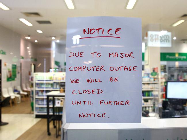 Terry White Chemist at the Gasworks in Brisbane closed its doors during the outage. Picture David Clark