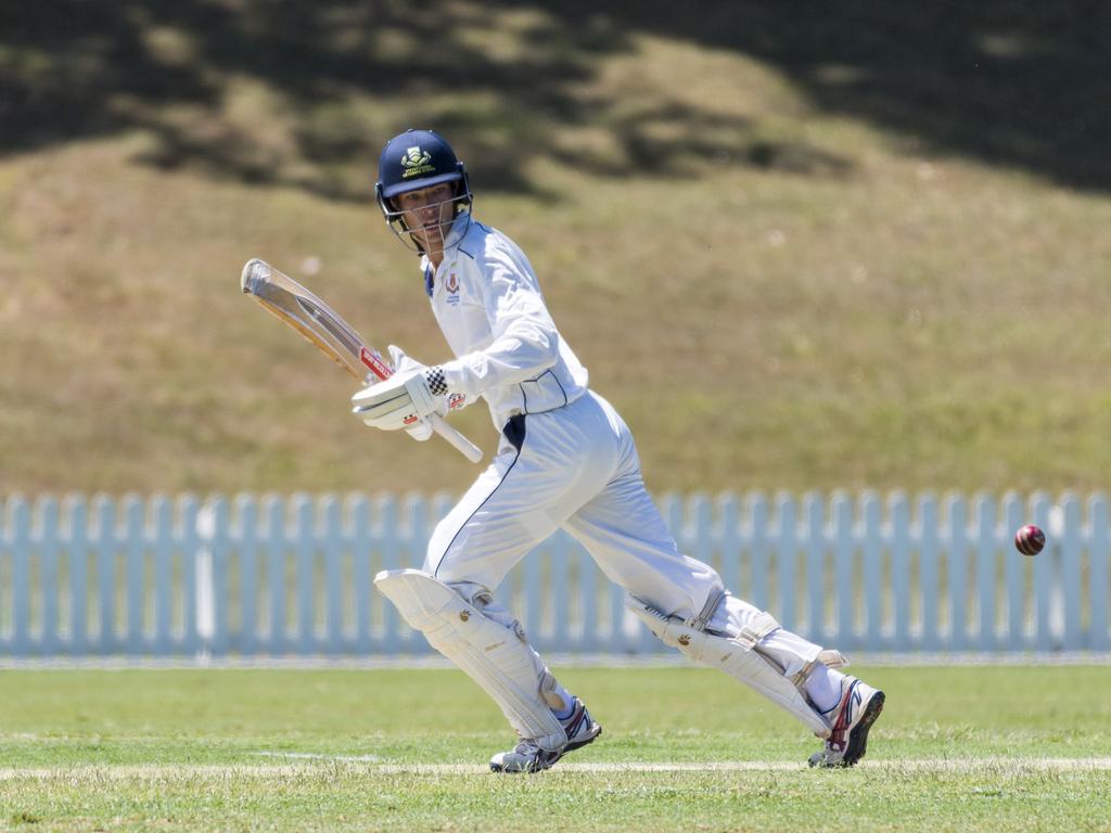 Harry Meiklejohn bats for Toowoomba Grammar School against Nudgee College in GPS Competition 1st XI round three cricket at TGS Mills Oval, Saturday, February 13, 2021. Picture: Kevin Farmer