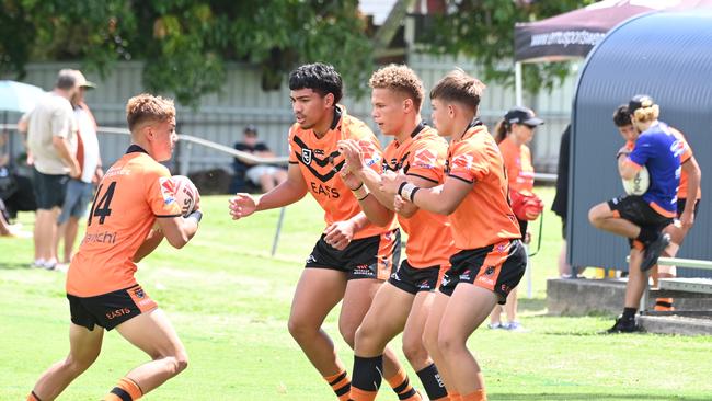 Tigers Connell Cup U17 boys warm up earlier in the season. Picture, John Gass