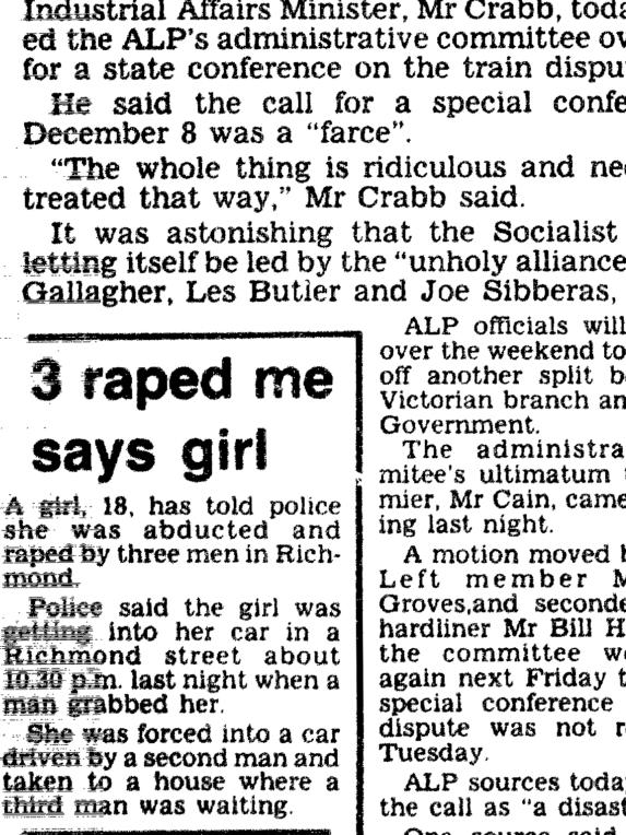 A November 23, 1985 report in the The Weekend Herald.