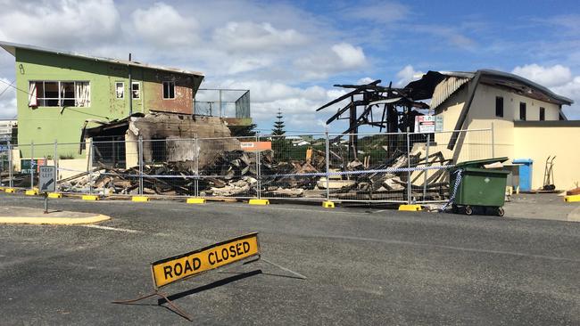 The aftermath of the fire at the King Island pharmacy in Currie. Picture: SUPPLIED