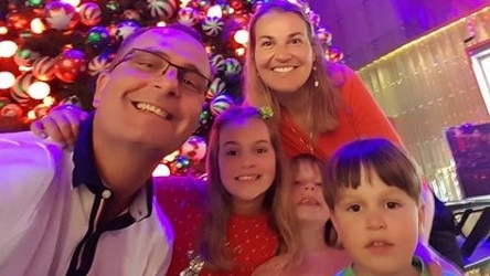 Tomislav and Katie Perinovic, with daughters Claire, 7, and Anna, 5, and son Matthew, 3. Picture: Facebook