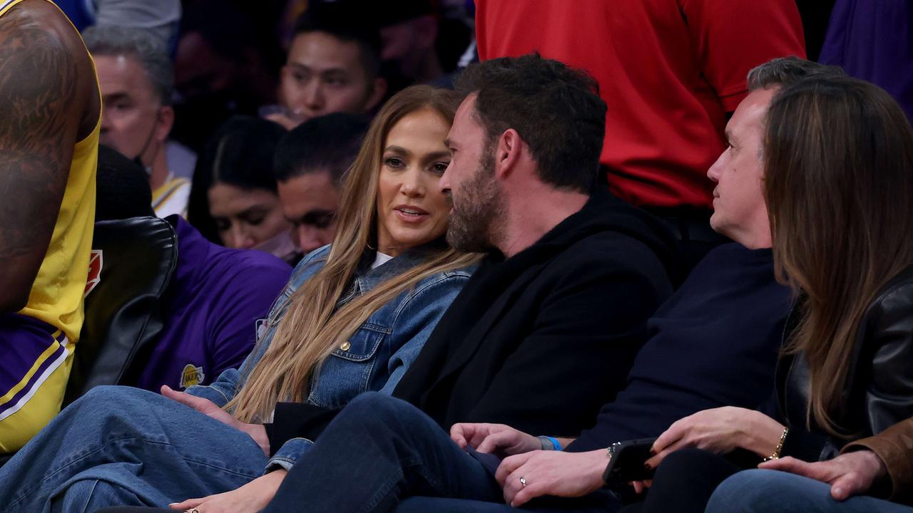 Ben Affleck and Jennifer Lopez really won the night. Photo: NBAE Harry How/Getty Images/AFP